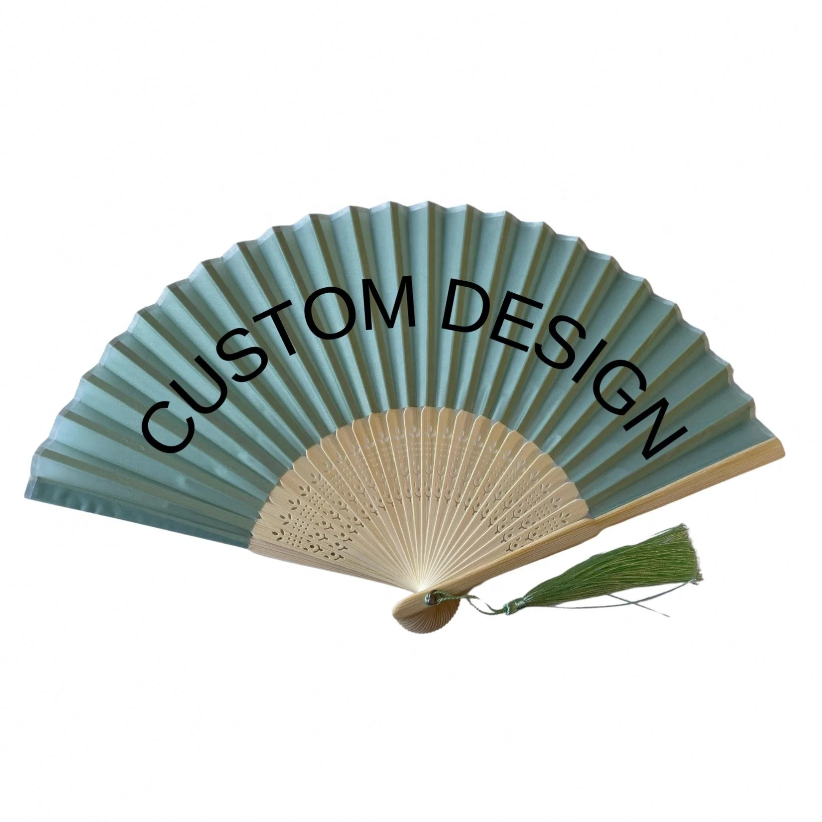 Bamboo Custom Printed Paper Fan Folding Hand Made Bulk Advertised Fan Bamboo Crafts Custom Logo For Both Side Printing Fan