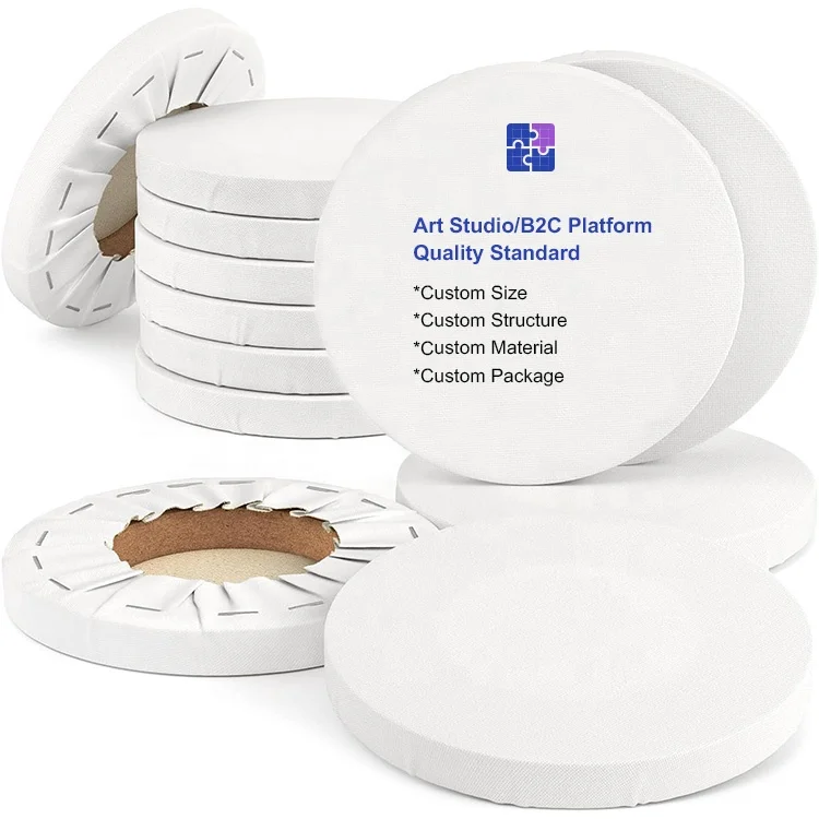 Amazon Kids MDF Stretched Canvas Pure Cotton Frame Lienzo Tensado Round Blank Wholesale Stretched Canvas for Painting