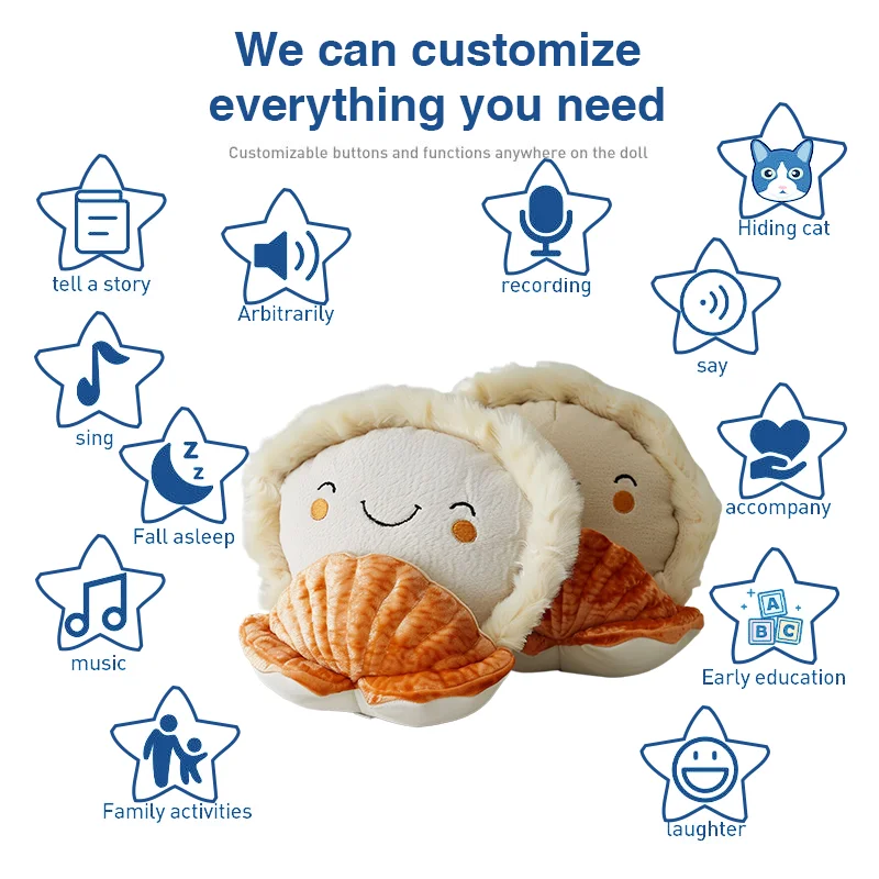 Custom Made Kid Stuff Toys Soft Stuffed Clam Plushies Manufacturer Custom Plush Toy