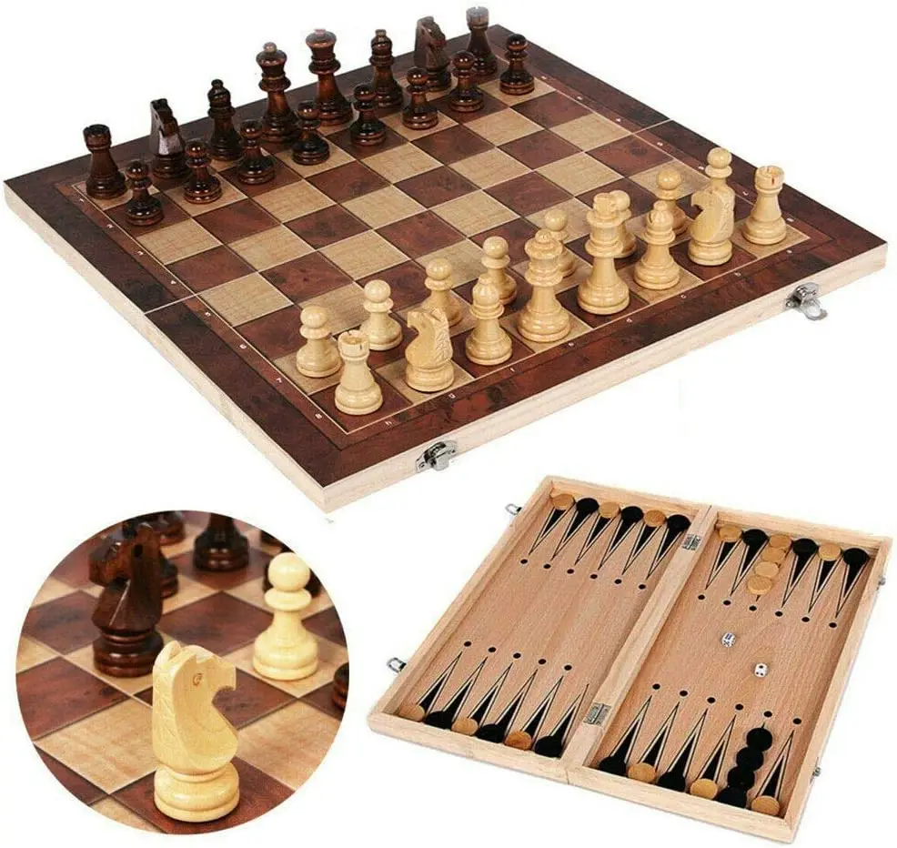 Wooden Chess Sets Wooden Folding Chess Set .with Felted Game Board Interior .for Storage Adult Kids Beginner Large Chess Board