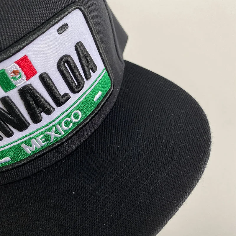 Fashion 6 panels Gorras 3D Embroidered Mexican License plate Flag Flat eaves License plate Hat Custom Snapback hat