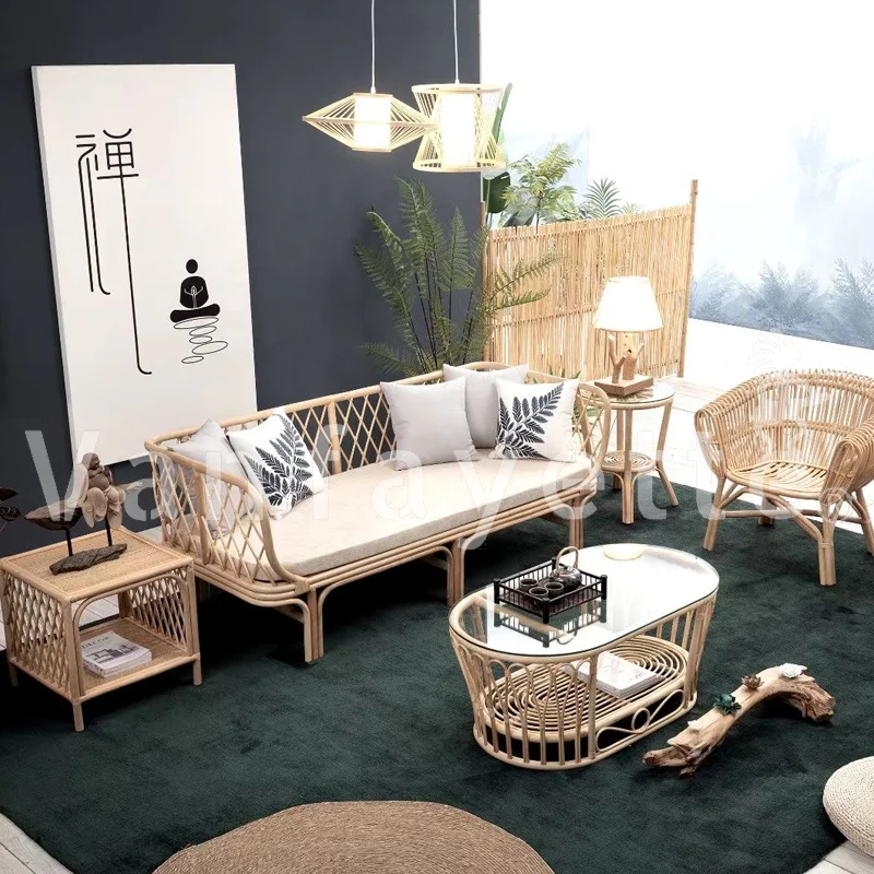 Wico Ins Luxury Indoor Couch Single Chair Collection for Hotel Furniture Design 2 Seater Cane Sofa Real bahama rattan chair
