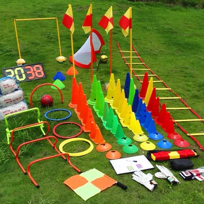 Custom soccer football sports training equipment set  plastic field cone  ladder ring training pole speed agility training set