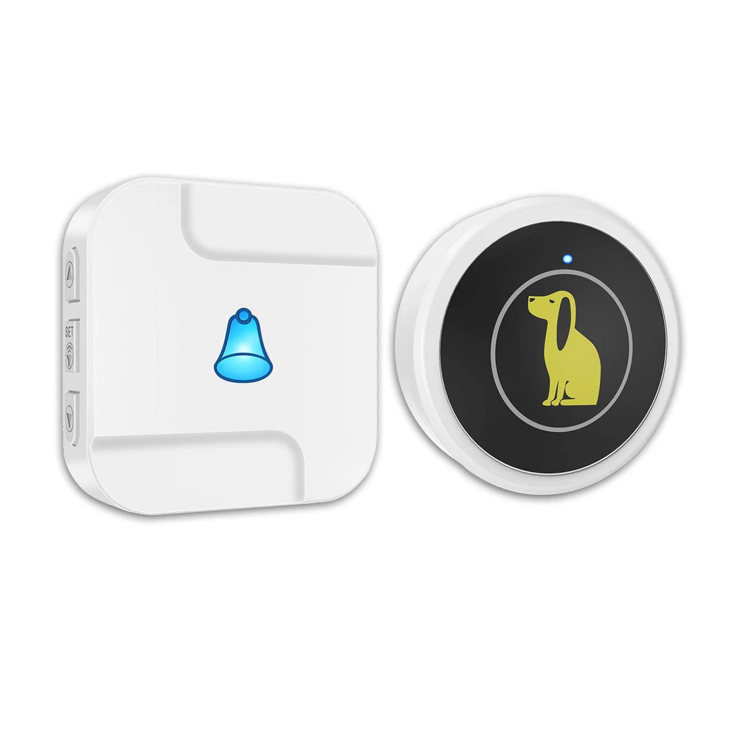 eu/us/uk/jp/au plug wireless door bell sound dog barking doorbell with battery-free waterproof button