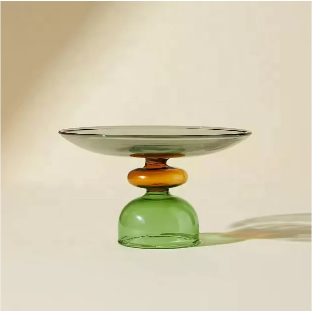 Custom Made Hand-blown Heat-resistant Multi-colored Borosilicate Glass Jewelry Bowl with Base
