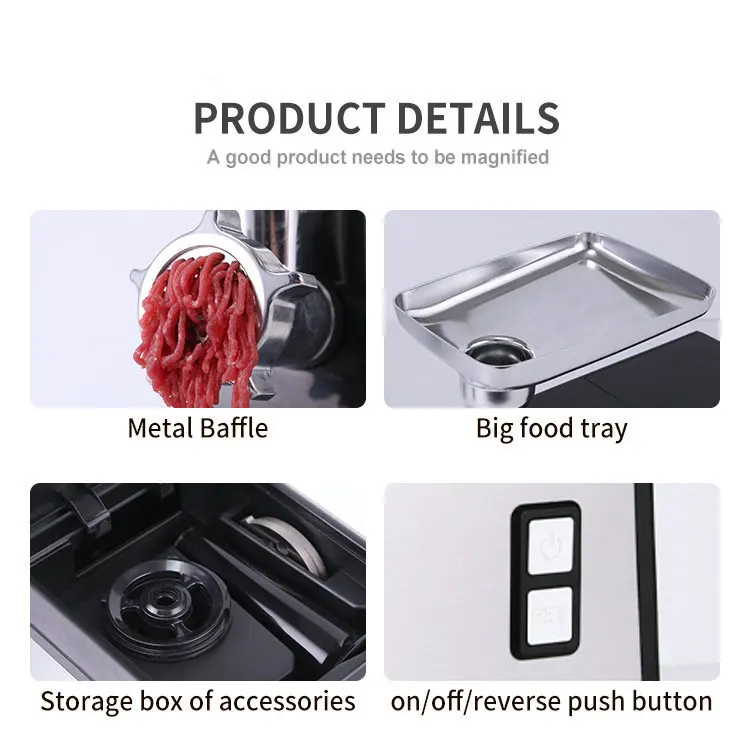 Electric Professional  Stainless Steel Meat Grinder Standard Meat Mincer Custom Meat Grinder
