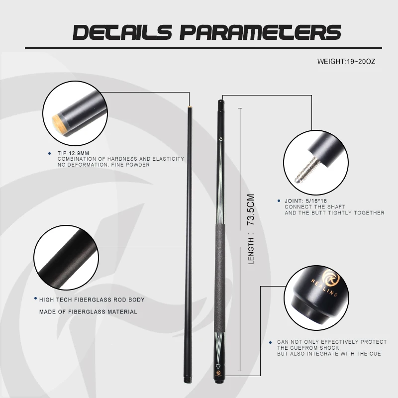 HOT! OK HEALING High Technology Fiber Billiard Cue 5/16*18 Professional Pool Cue Stick 12.9mm Billiard Cue Stick