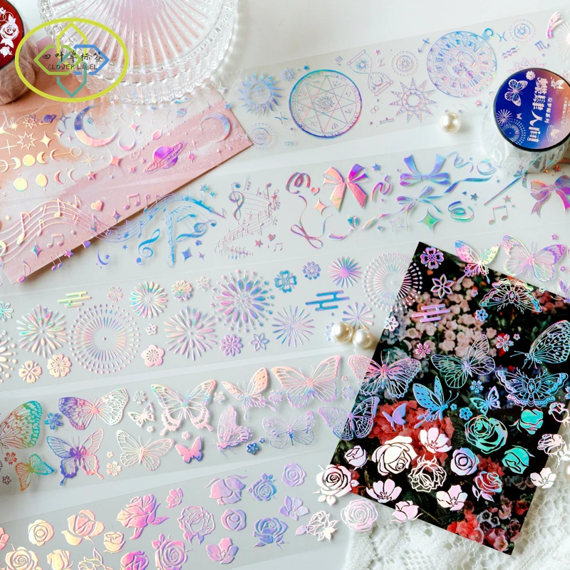 Creative Custom Colorful Laser PET Masking Tapes Print Planner Decorative Scrapbook Washi Tapes
