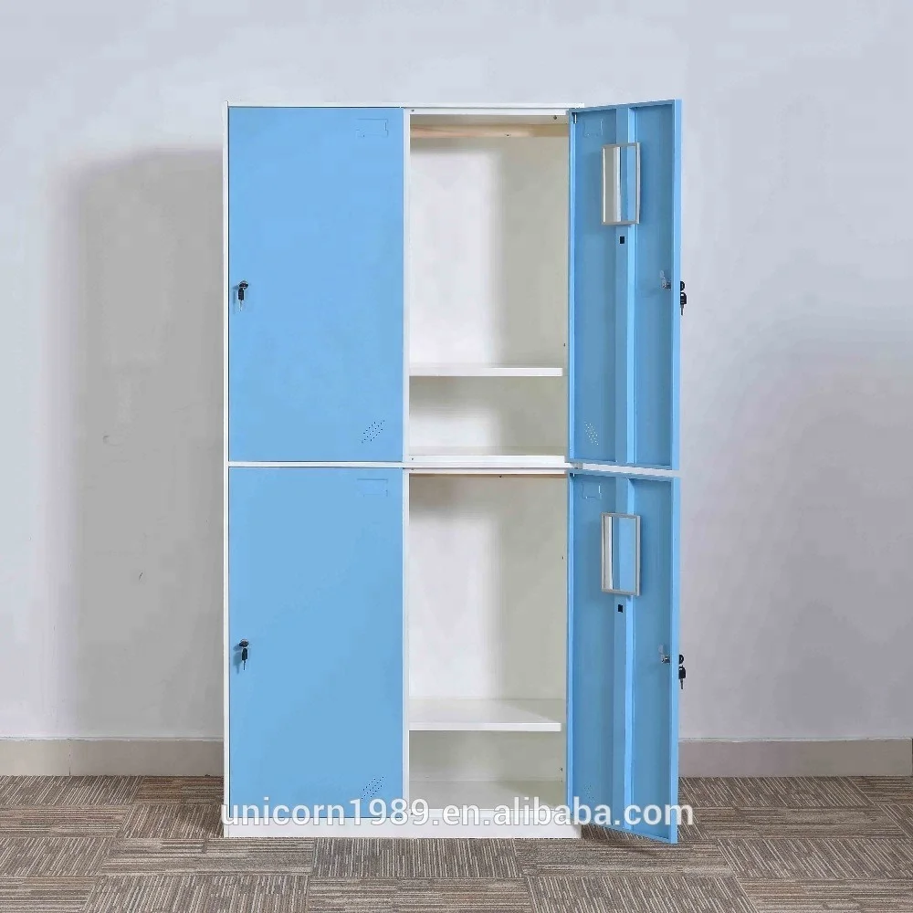 China steel locker factory cheap for sale strong and durable locker room mechanical lock 4 door wardrobe cabinets for clothes