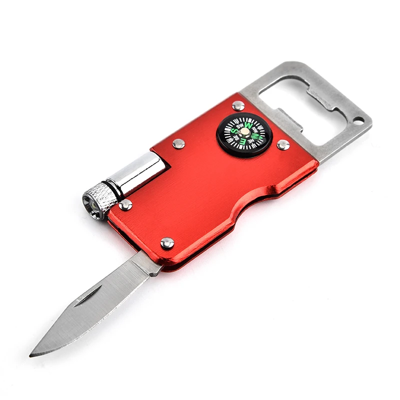 Jiayang  LED Flashlight Travel Compass Bottle Opener  Multifunctional Pocket Knife With Bottle Opener