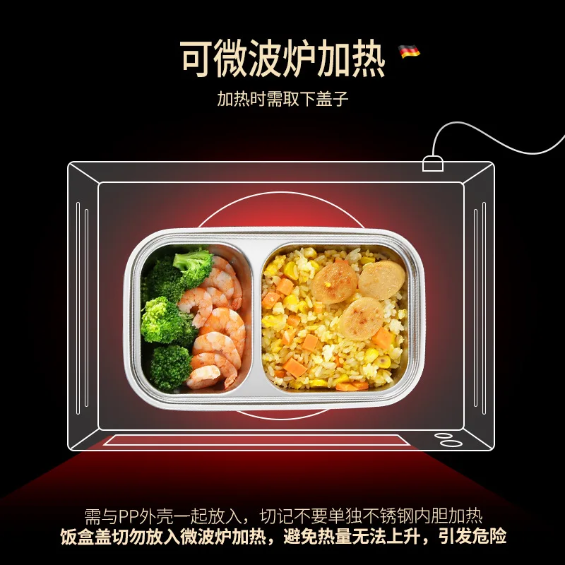 Stainless Steel Insulated Lunch Box Double Layer Leakproof Microwave Safe Portable Bento Food Container For Camping Traveling