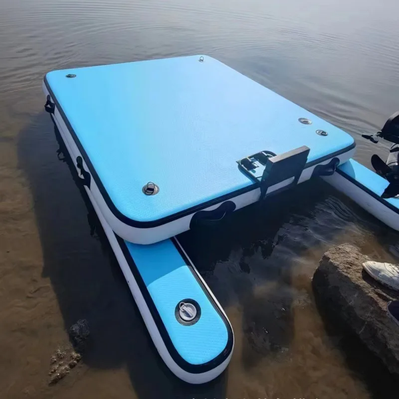 Inflatable water fishing platform, portable fishing platform