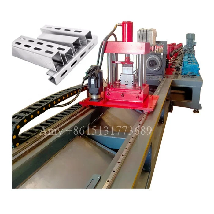 Galvanized Steel Perforated Solar Photovoltaic Stents making machine Strut C Channel Roll Forming Machine