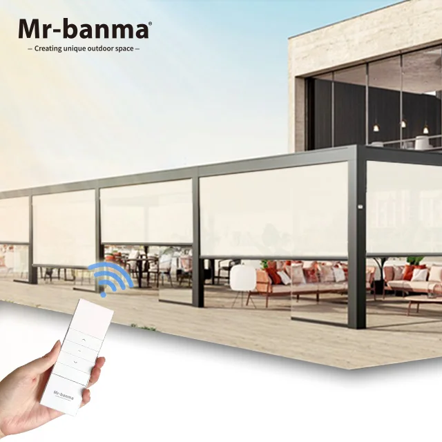 outdoor large PVC automatic sun shade blinds