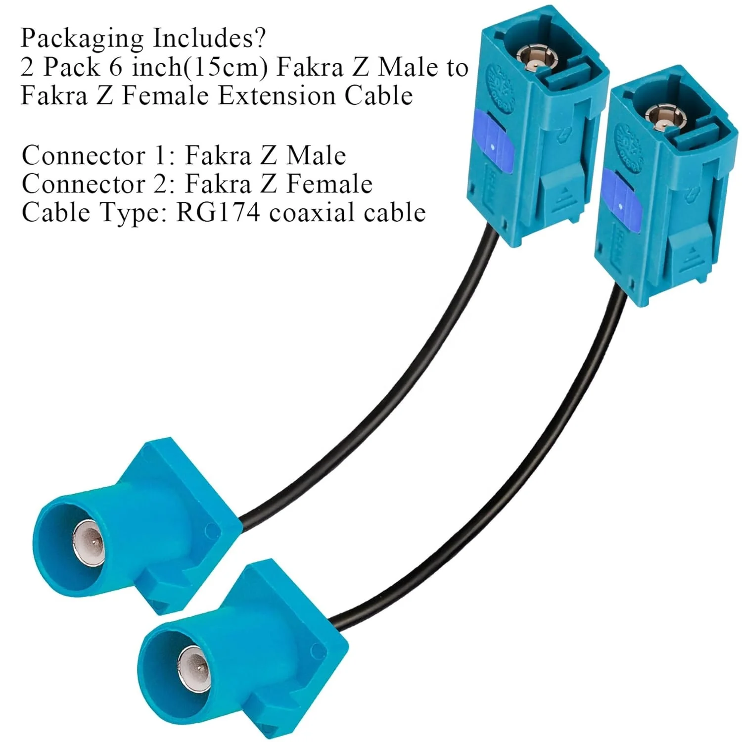 Fakra Z male plug waterblue5021 crimp connector for rg174 fakra z code male plug to z code female jack