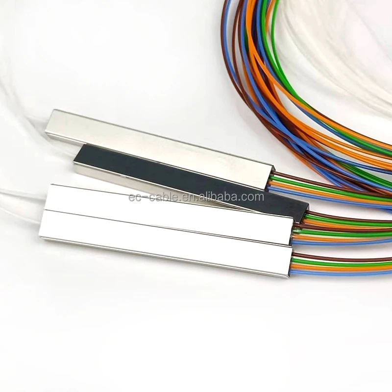 Optical Fiber SC APC UPC Connector Steel Tube Type OEM Logo PLC Splitter 1x2 1x4 1x8 1x16 1X32 1X64 1 Core Fiber Optic Cable EC