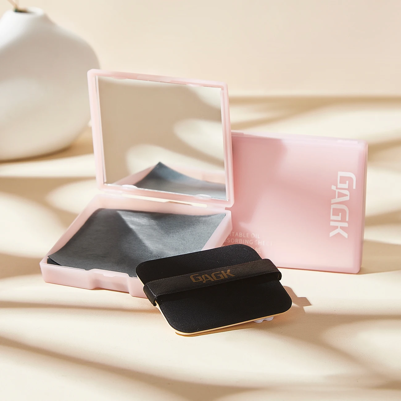 OEM Summer Hot Sale 100pcs paper High Quality Makeup Tools Facial Oil-absorbing paper with mirror and powder puff