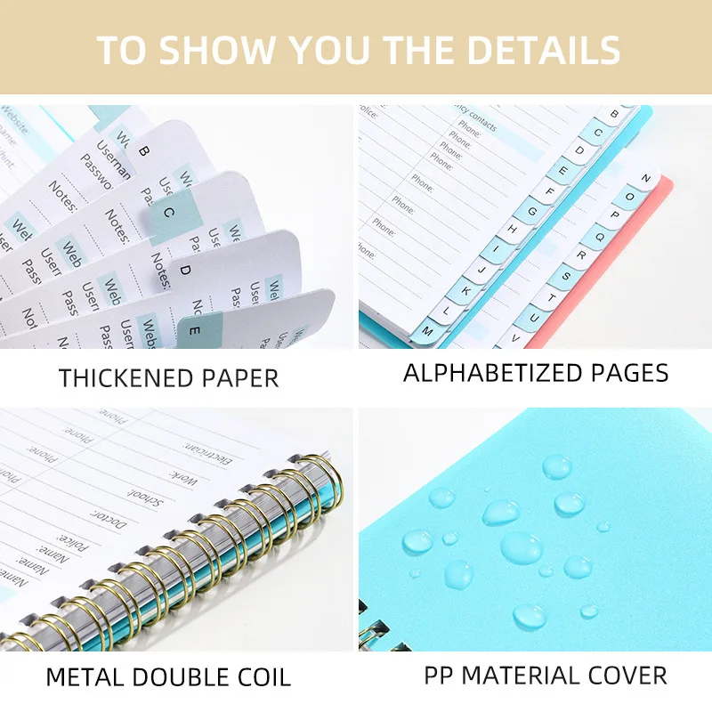 PP Cover Spiral Binding Password Planner Journal Keeper Book PET A6 Custom Spiral Coil Notebook for Notes Taking