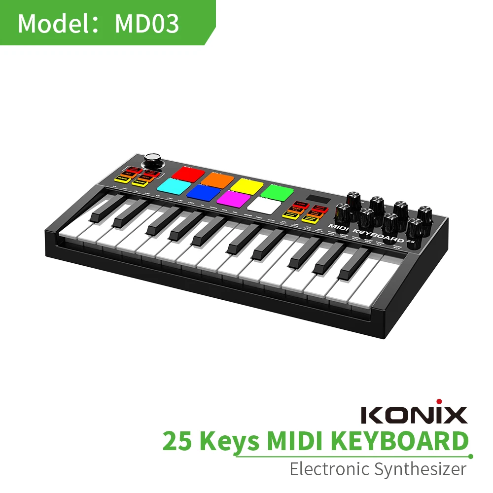 wholesale Professional Band Portable Mini piano 25-Key USB Keyboard and Drum Pad Controller With electronic synthesizer Demo