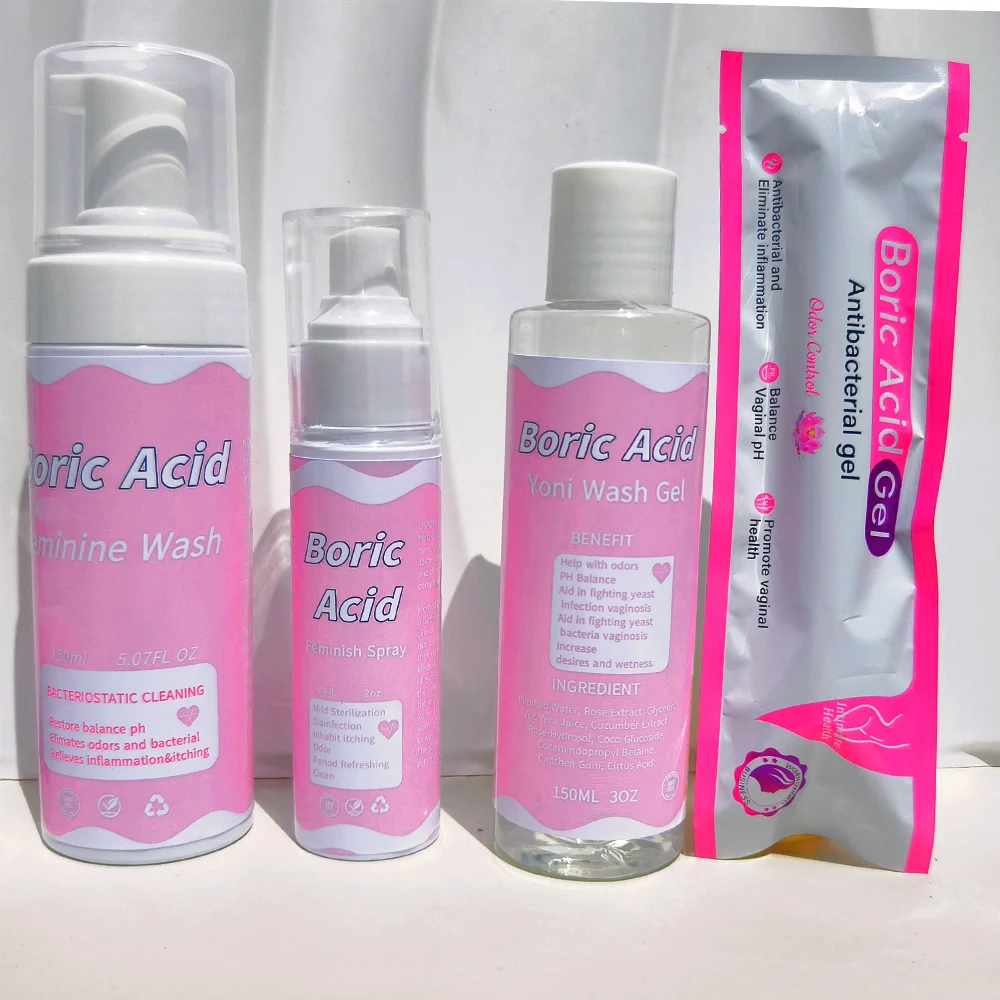 Customized Private Label Boric Acid Yoni Products Care Kit Vaginal Tightening Gel Wash Yoni Pops Foam Yoni Spray For Ph Balance