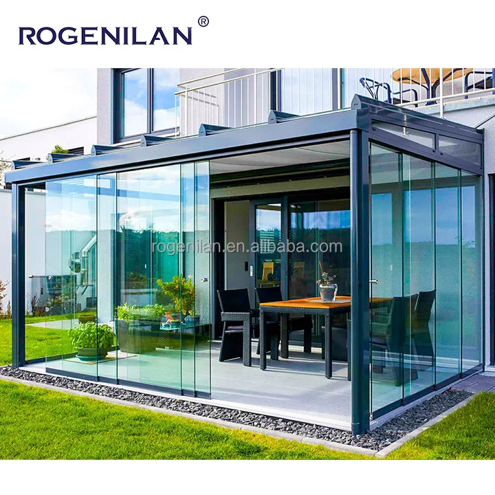 ROGENILAN Winter garden free standing aluminum double glass sunrooms glass houses  Patio Enclosure Sunroom