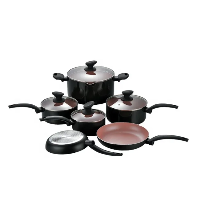 2022 со списком лидеров продаж 11 PCS Прессованная Алюминиевая антипригарная посуда наборы розового цвета покрытие с бакелитовыми ручка