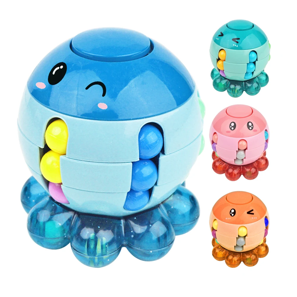 Magic Cube Puzzle Creative Magic Bean Cube Toys Octopus Rotating Magic Bean Puzzle Cube Spinner Fidget Stress Relief Toy