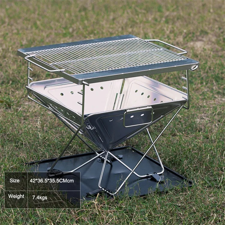 YOHO Portable Stainless Steel Folding Charcoal BBQ Grill Outdoor Korean Carton 500pcs Hot Sale Suitcase Barbecue for Camping
