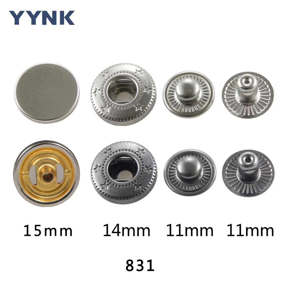 20 Years Metal Snap Button Factory 15MM Custom Brass Spring 4 Parts Snap Fastener for Garment Accessories