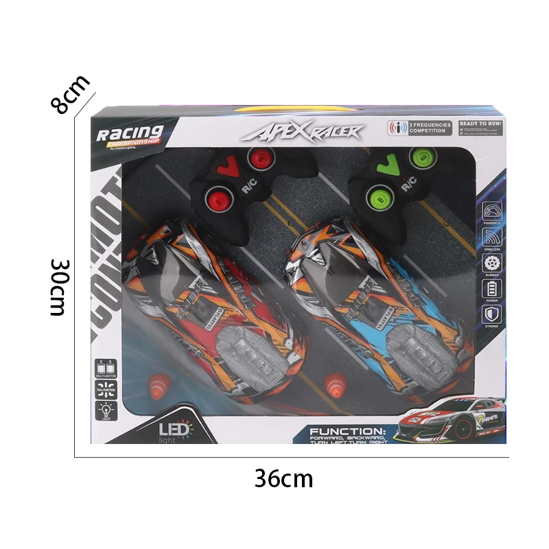 QS Factory Kids Racing Remote Control Model Car Toys Plastic 2 Colors R/C Stunt Simulation Graffiti Vehicle Toys With LED Light