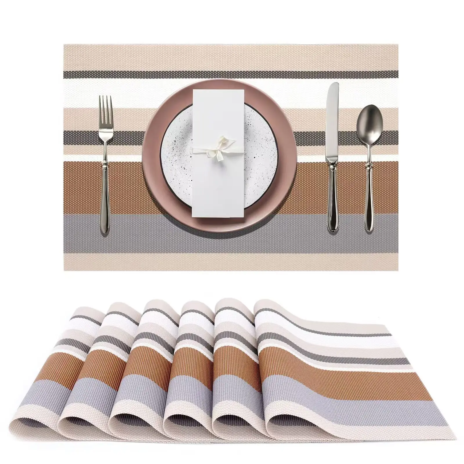 Rectangle Custom Plates Mats PVC Placemat Table Mat Dining Table Plastic Vinyl Woven Placemat For Restaurant Luxury Designs