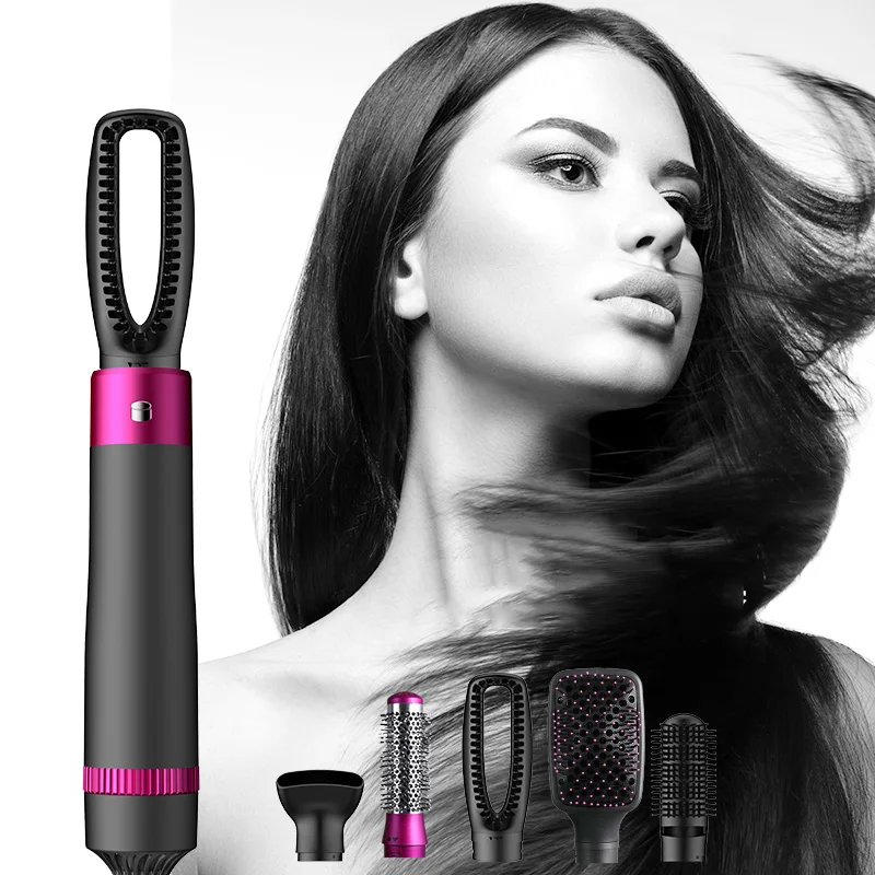 Electric Straightener Curler Hot Air Brush Blow Dryer Volumizer 5 in 1 Hair Styler 1200W Hair Dryer Brush Styling Toot Set