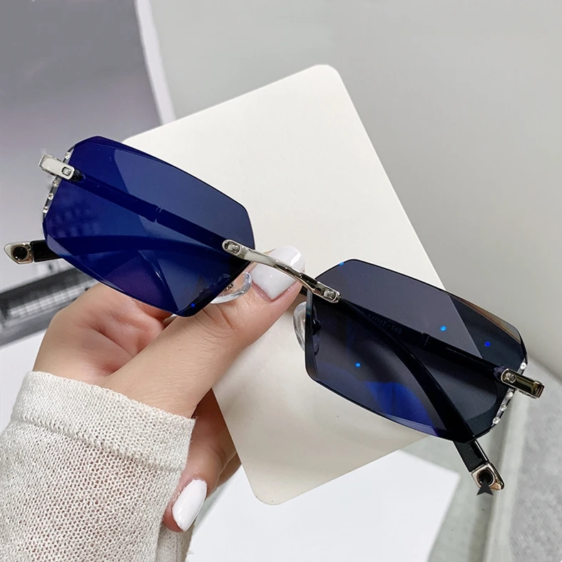 photochromic mirror lenses bluelight optical lunette photogray anti reflet small rectangle diamond frameless luxury sun glasses