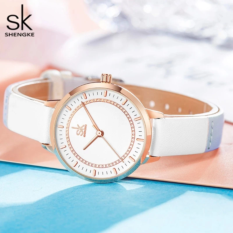 Shengke K9026 Circular Hollow Ring Ladies Quartz Watches Analog Luxury Branded Waterproof