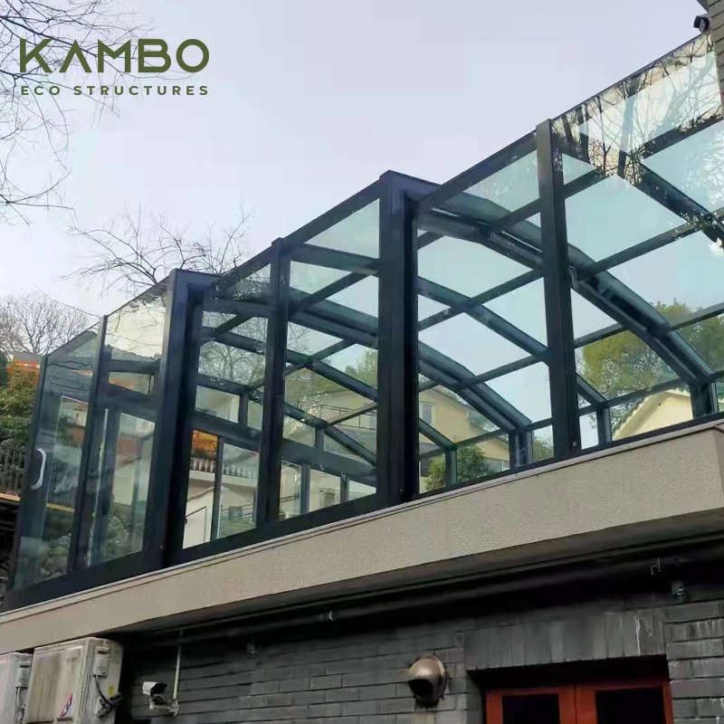 Передвижной стеклянный дом для сада супер широкий корпус раздвижная алюминиевая солярия с датчиком