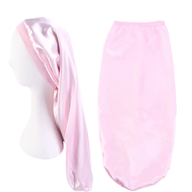 Long Satin Sleep Cap Hair Bonnet Loose Sleeping with Soft Elastic Band for