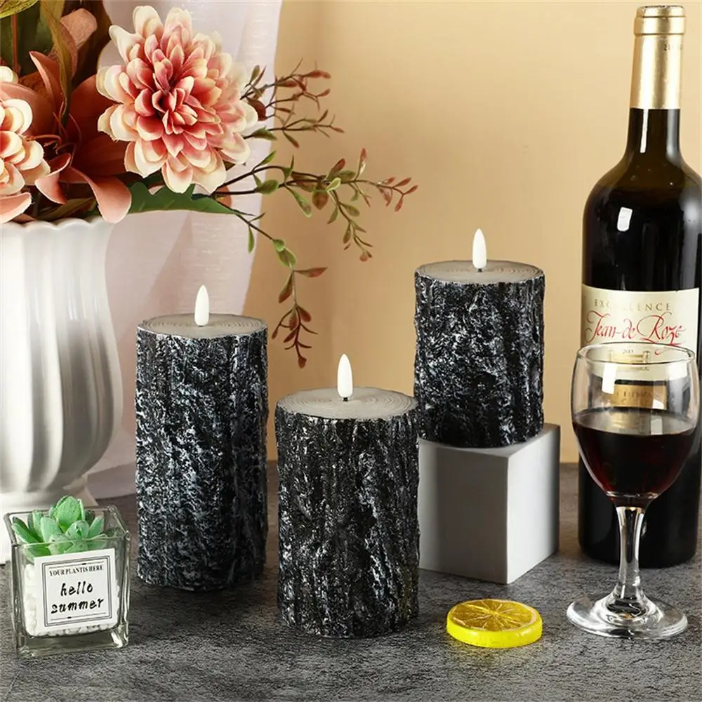 Led Flameless Wax Candle Rocking Paraffin Candle Light Flat Stump Candle Birthday Party Layout Props Halloween Decoration