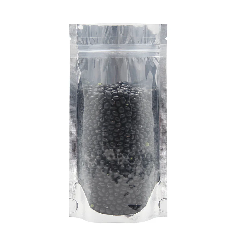 Front Clear Silver Zip Lock Plastic Mylar Food Grocery Packing Bag Resealable Top Zipper Aluminum Foil Poly Bags