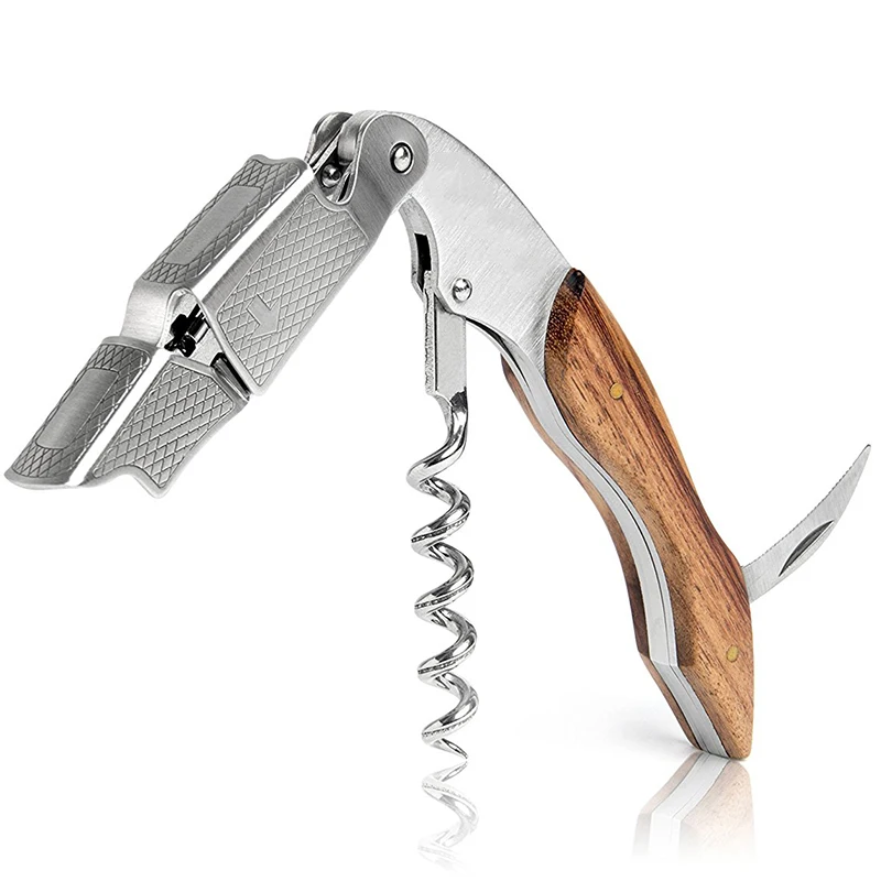 Stainless Steel Metal Funny Wine Opener with Wood Handle