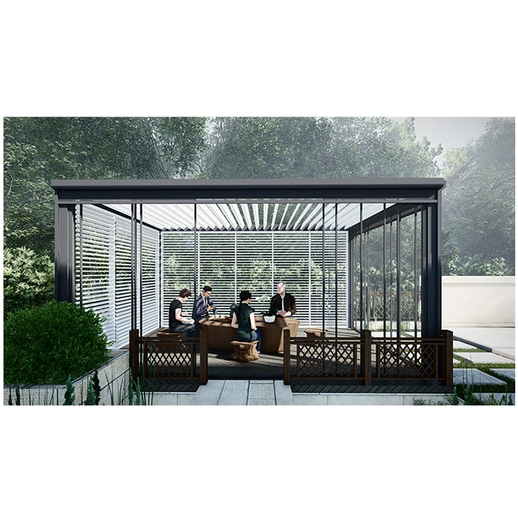 3X3 3X4 4X4 6X4m Outdoor Waterproof Aluminium Bioclimatic Pergola Cover Aluminum Louvered Pergola