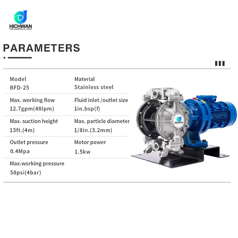 BFD-25P HICHWAN 1 дюйм 40 м щелочной электрический мембранный насос для охраны окружающей среды