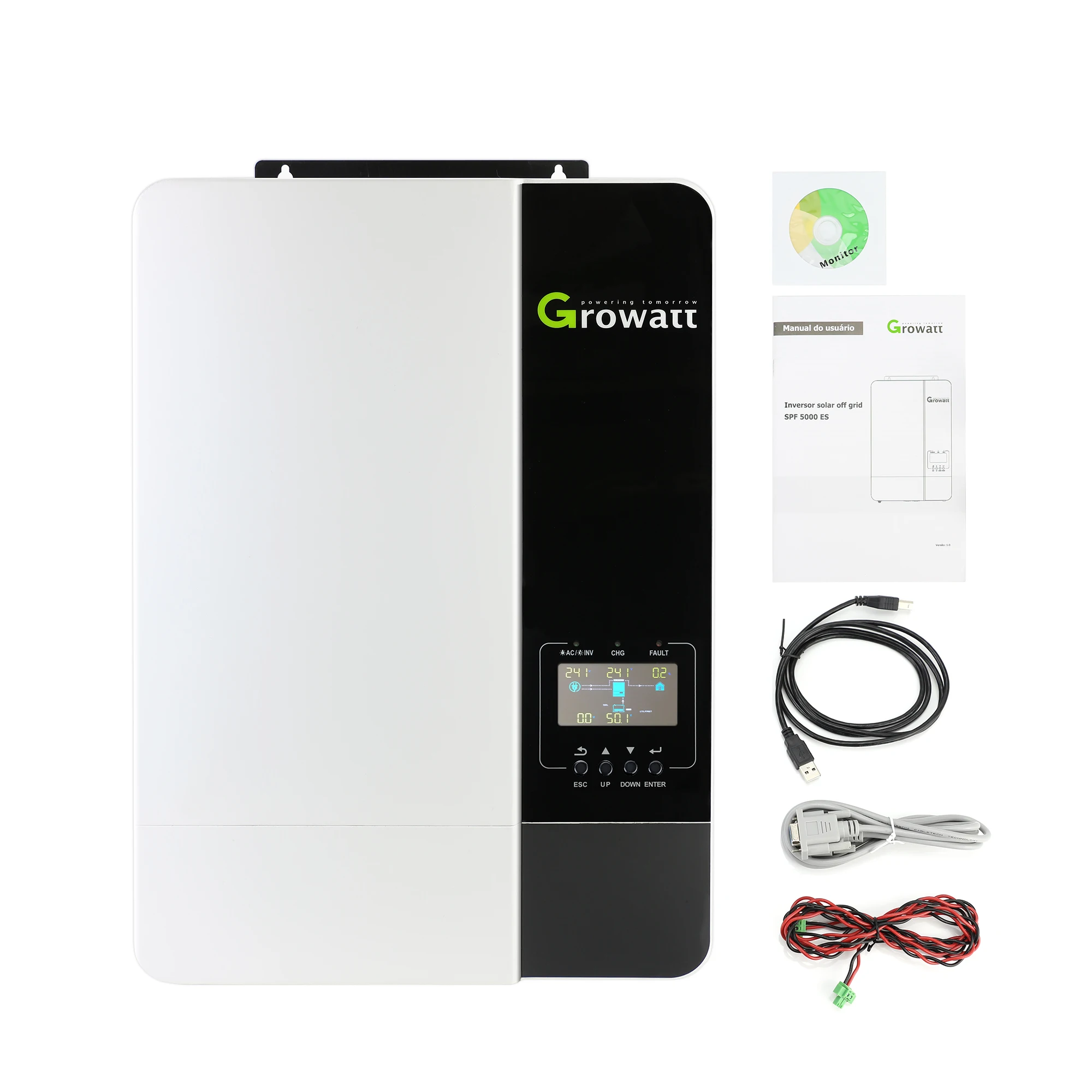 В наличии! Growatt SPF 5000 ES 5KW 5KVA 3.5KW со слежением за максимальной точкой мощности однофазный преобразователь Wifi контрольный неэлектрифицированный солнечный инвертор без батареи