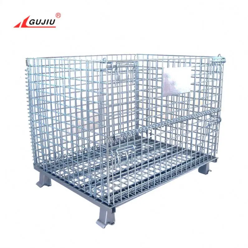 
Warehouse Mesh Electro-Zinc Wire Collapsible Welded Folding Steel Storage Cage Stackable Stillage 