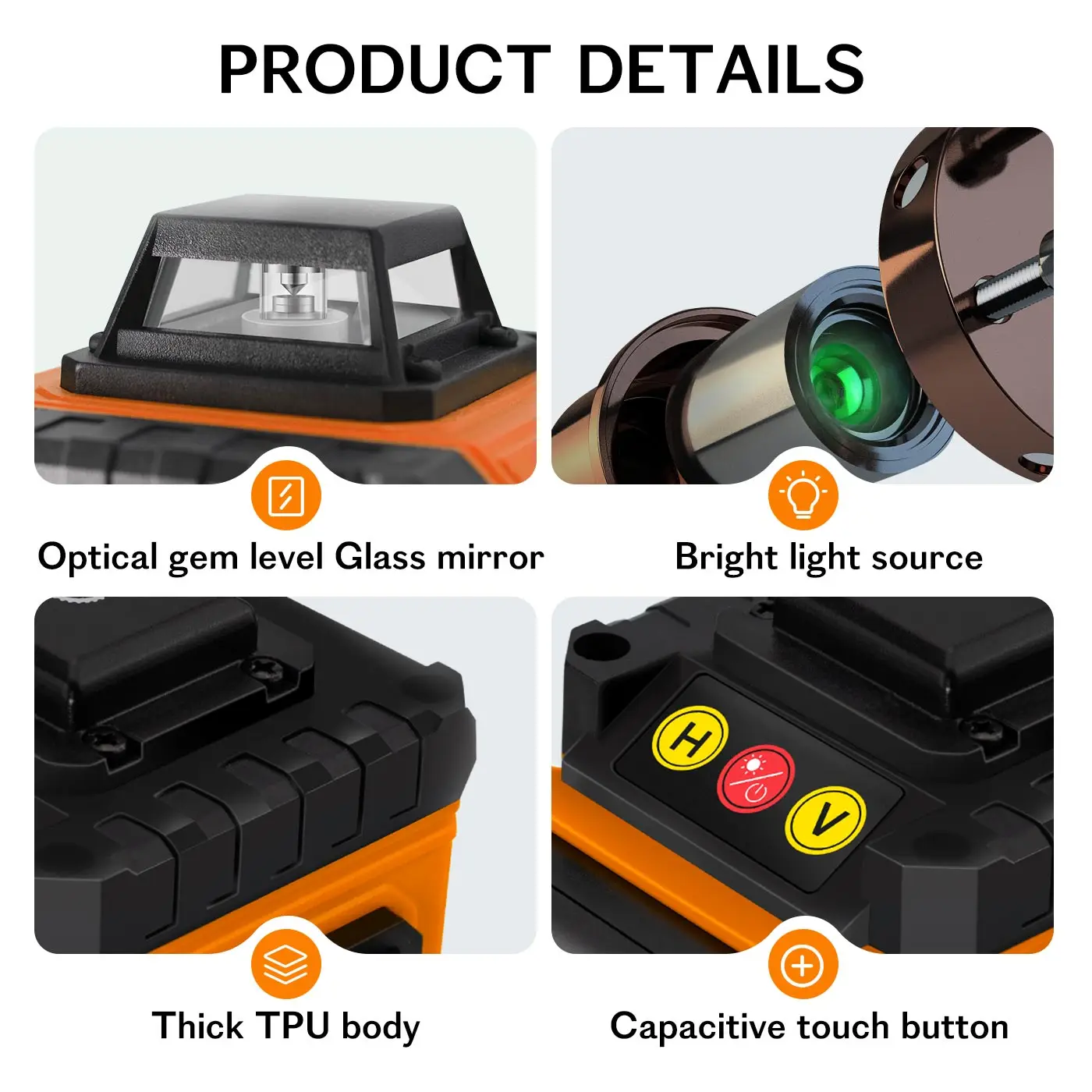 4D Laser Level 16 Lines Green Thin Line with Remote Control for Engineering and Floors Tiles Wall Fixtures