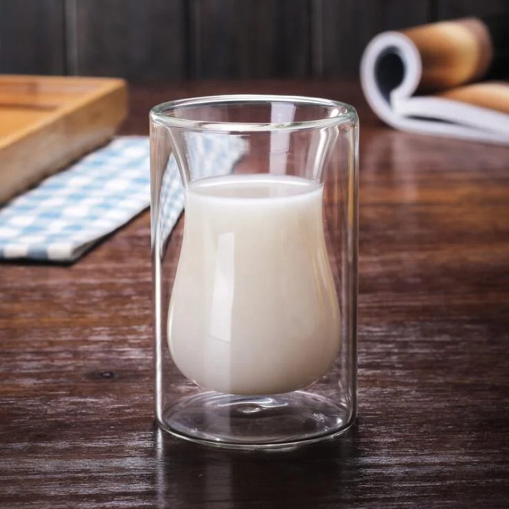 120ml Simple Double Layer Glass Transparent Water Drops Heat Resistant Borosilicate Glasses