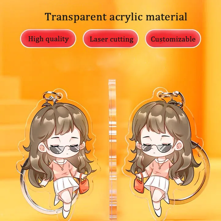 Высококачественный прозрачный акриловый брелок Kawaii с милым мультяшным аниме на