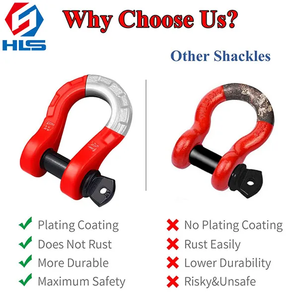 Offroad Towing shackle 8T working load Powder Coated Tow recovery shackle Heavy Duty Shackle with screw pin