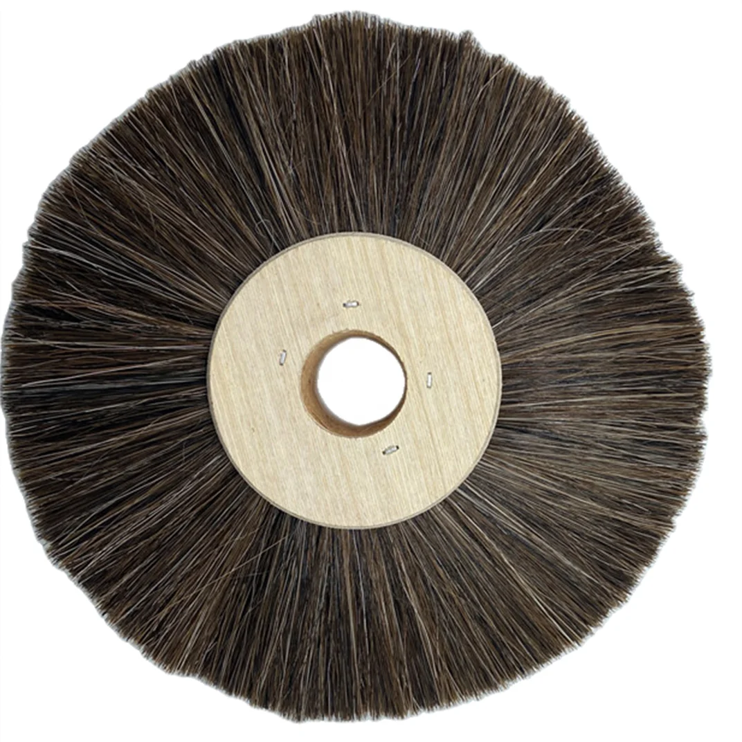 horse hair roller circle Brush Wood Mops and Round Brushes Rotary  for polishing and shining  as Mops and   Brushes Rotary
