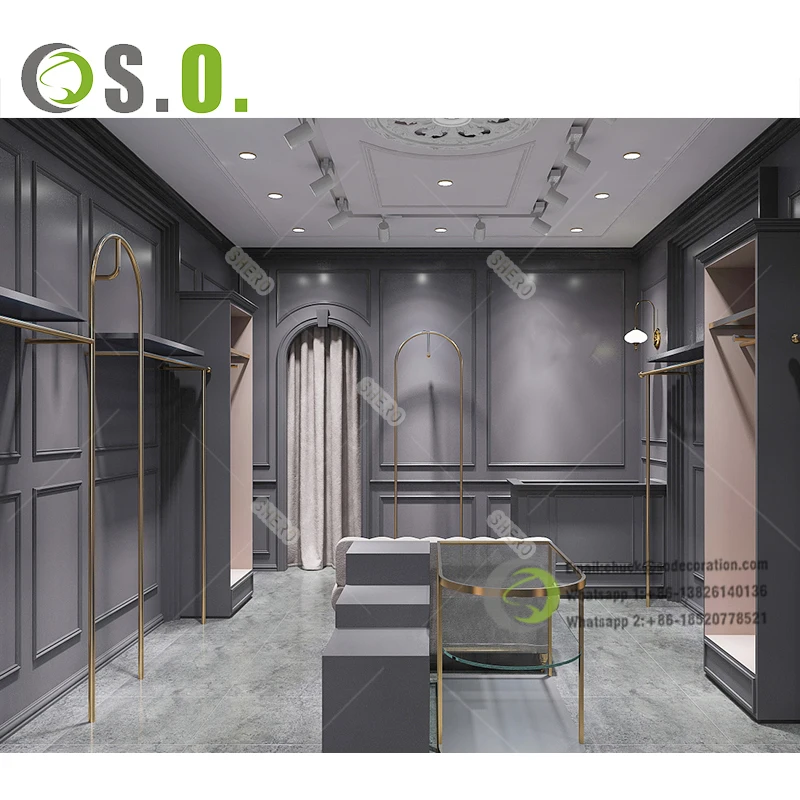 Women Clothes Boutique Furniture Retail Store Clothing Showcase And Shelves Shop Wall Showcase For Clothes Store