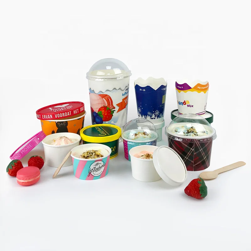 Ice cream packaging cup biodegradable icecream coffee disposable paper cardboard takeaway